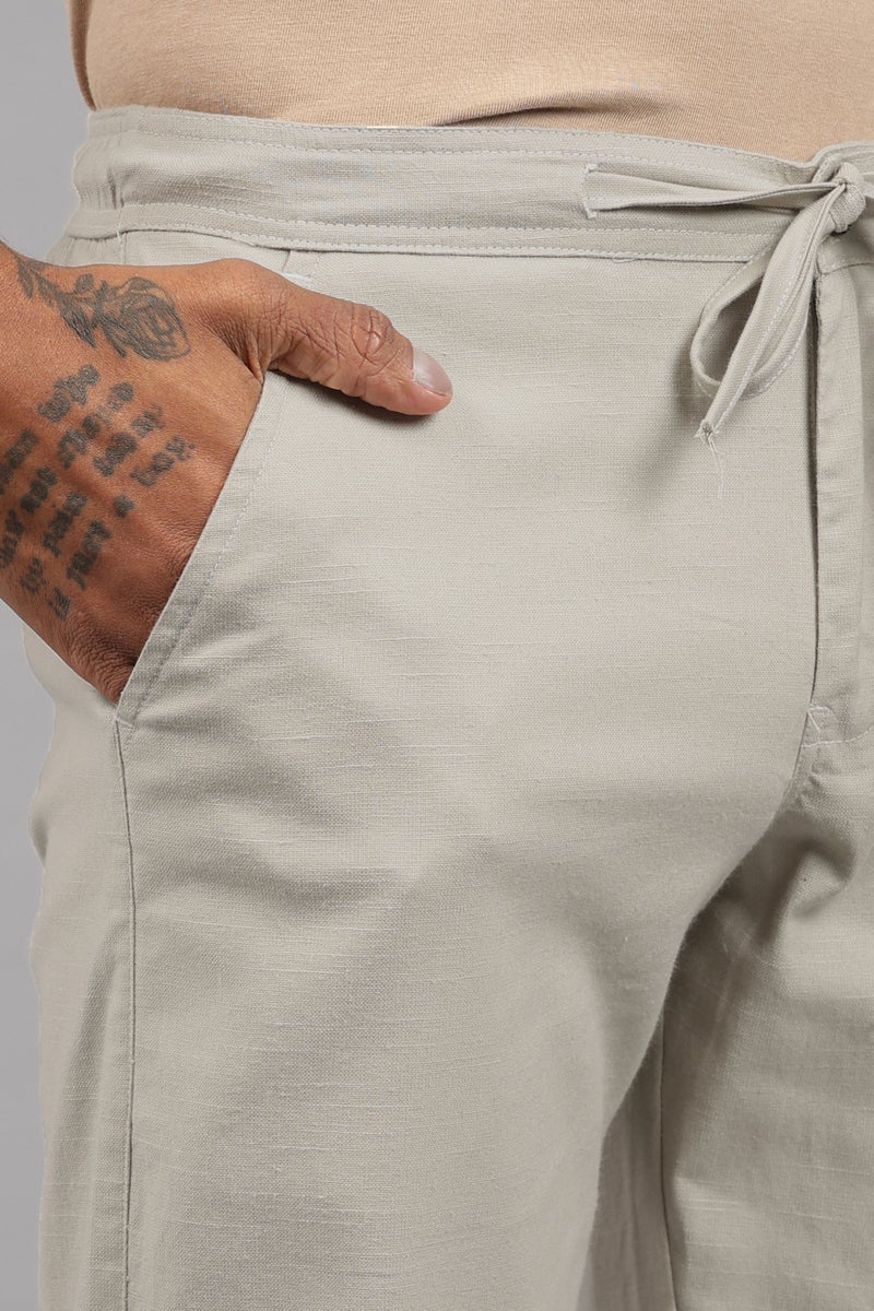 FABRIPPLE Men's Cream Linen Trouser - Image 4